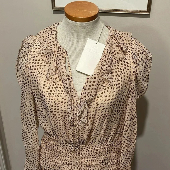 NWT!! Ulla Johnson - CECILY DRESS LEOPARD IKAT DOT - Size 6 - Picture 7 of 13